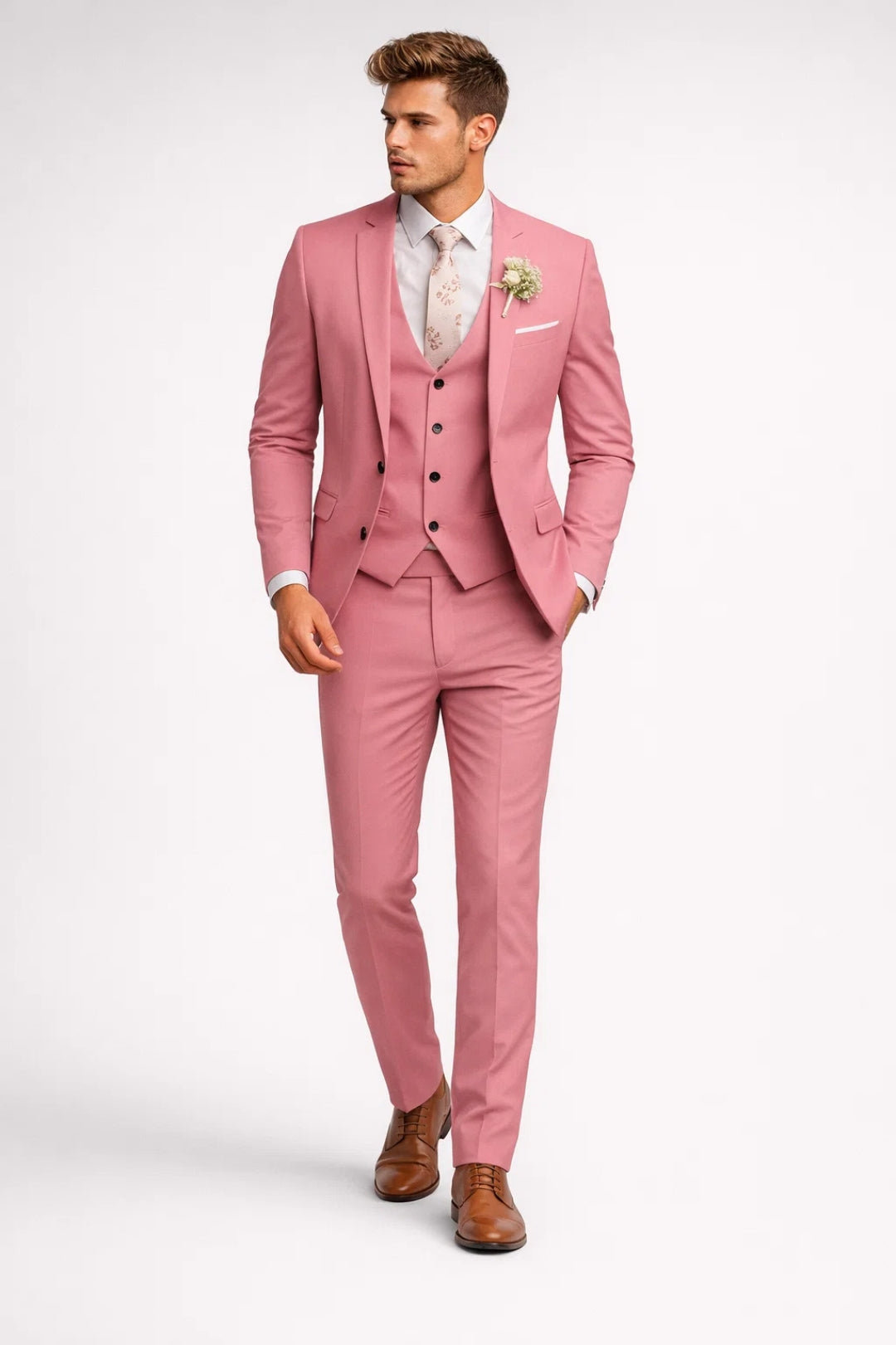 Costume 3 pièces Homme | élégance pastel & allure raffinée coupe ajustée pour Printemps