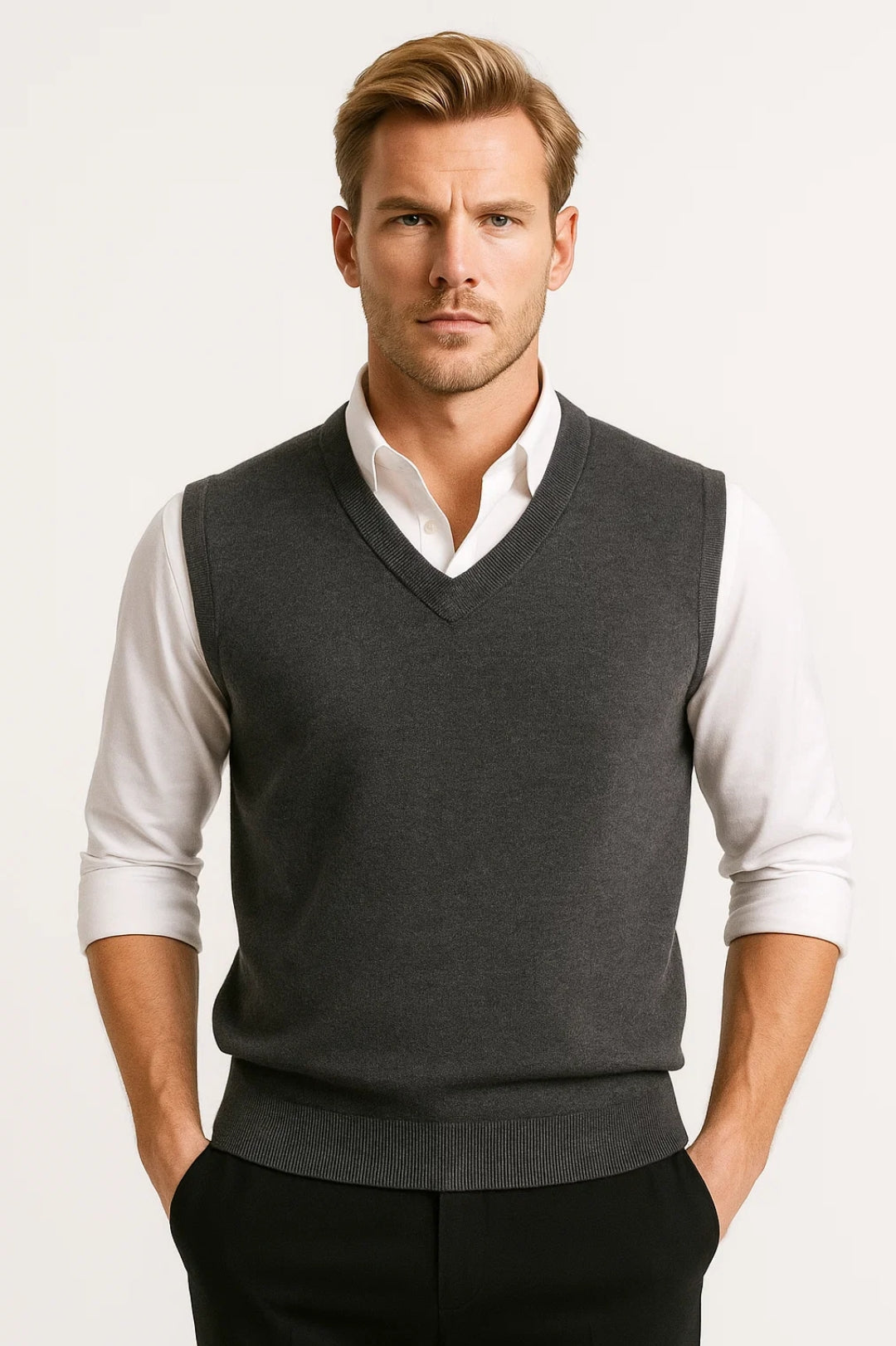 Gilet Homme | col V design texturé et léger pour Mi-Saison