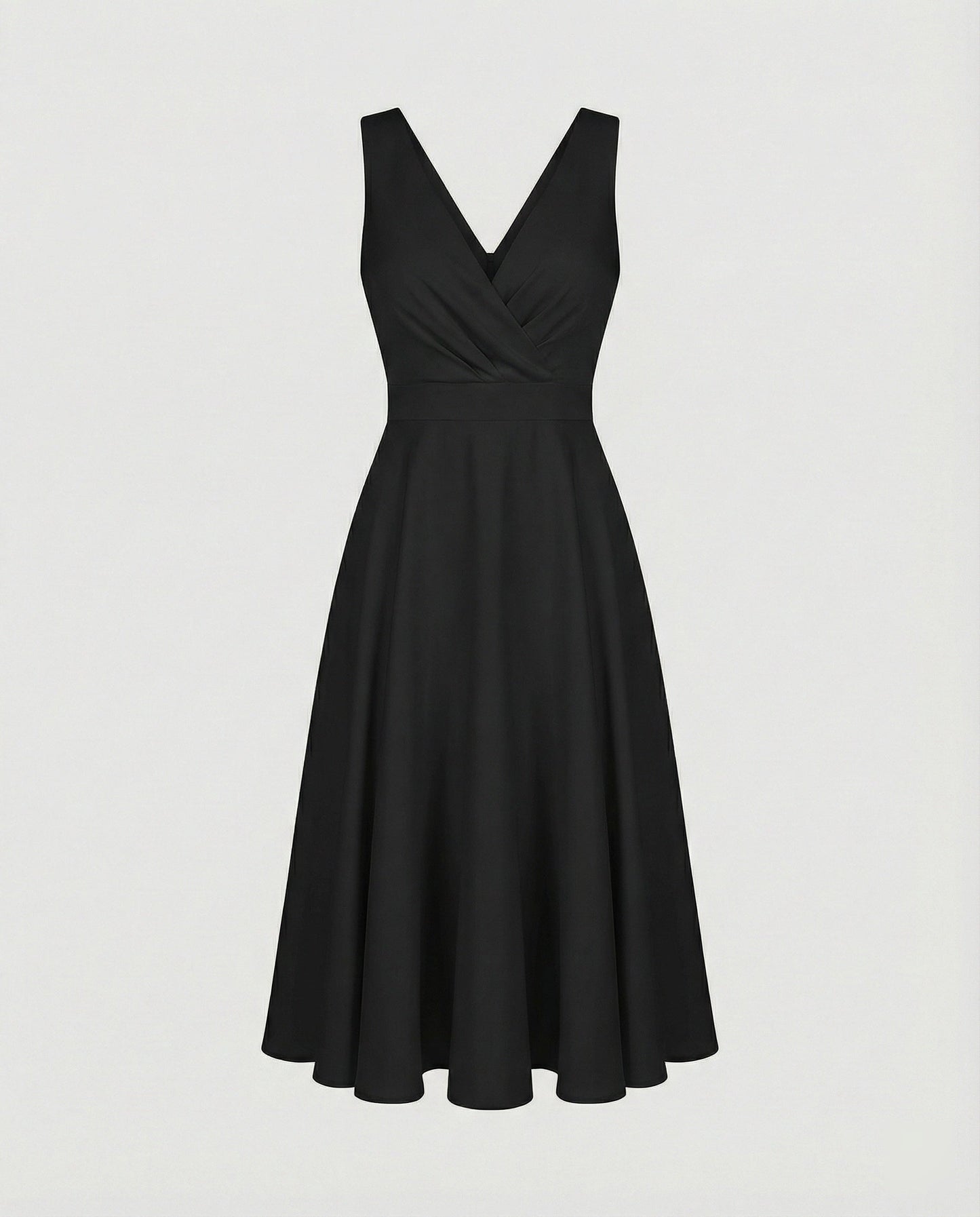 Jade - Robe Invitée Mariage Femme Élégante à Col V Croisé avec Jupe Évasée et Taille Haute