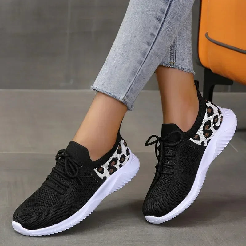 Manon - Baskets Orthopédiques Femme Légères avec Imprimé Léopard Tendance