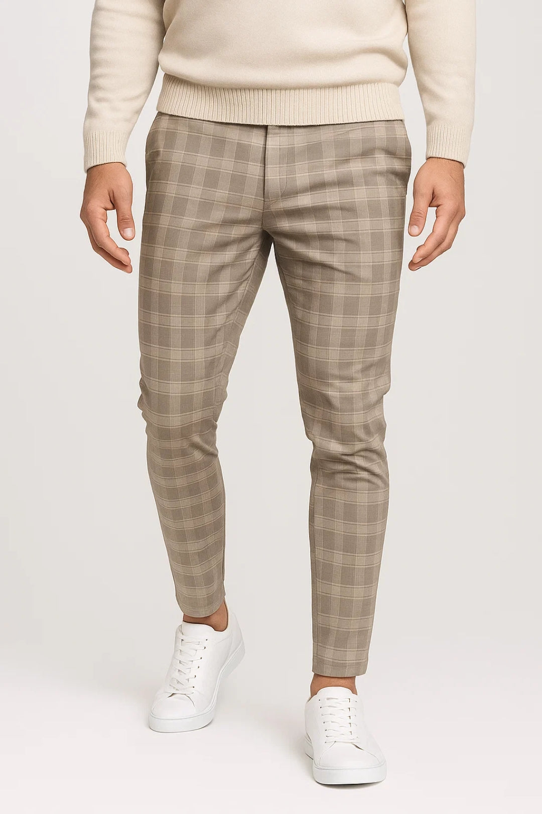 Pantalon Homme - Coupe Slim Motif Carreaux Revers Bas | Chic