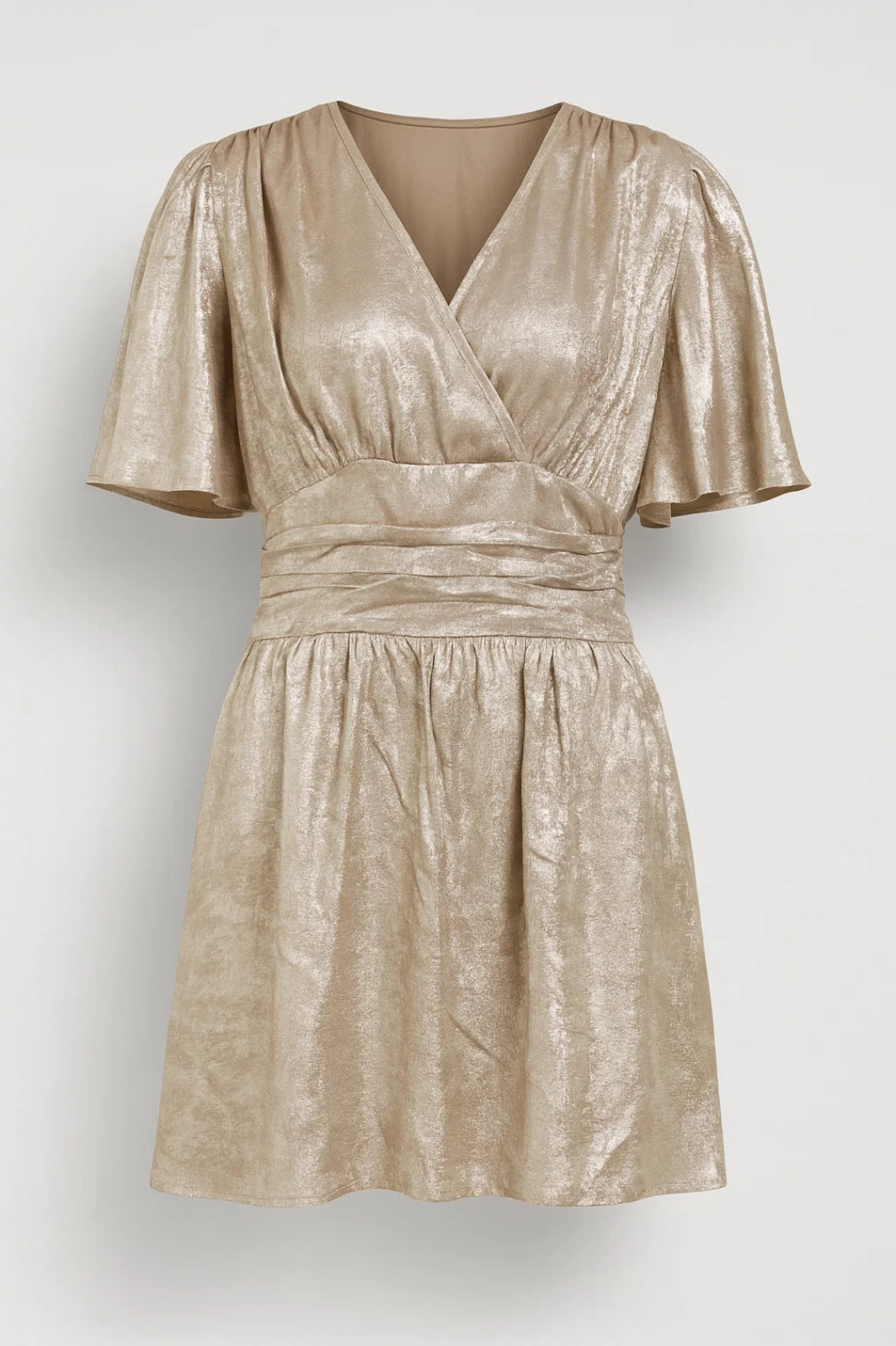 Robe Mini Femme - Col V Manches Papillon Brillante | Soirée