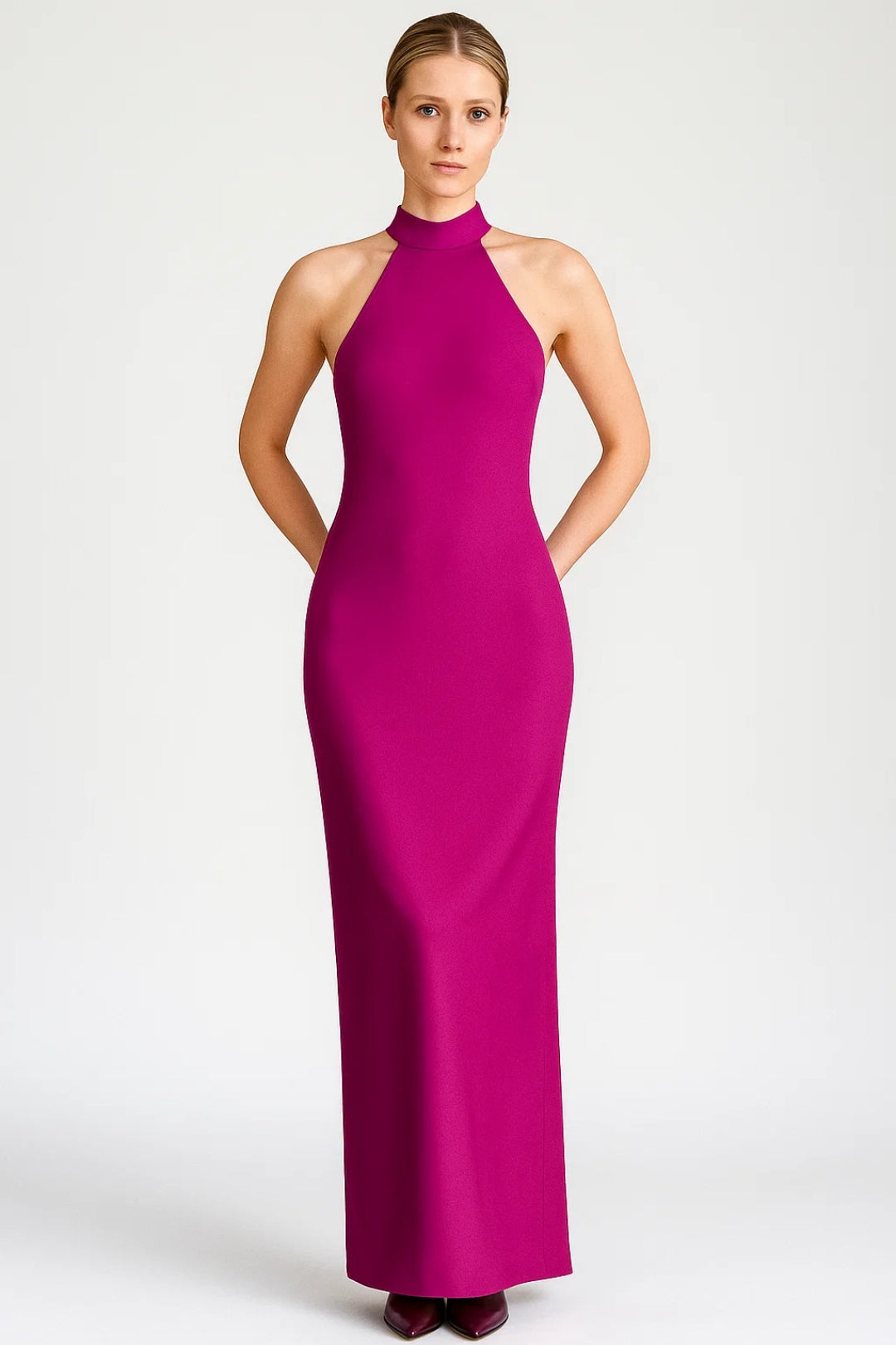 Robe Maxi Femme - Halter Col Montant Dos Nu Gainante | Soirée