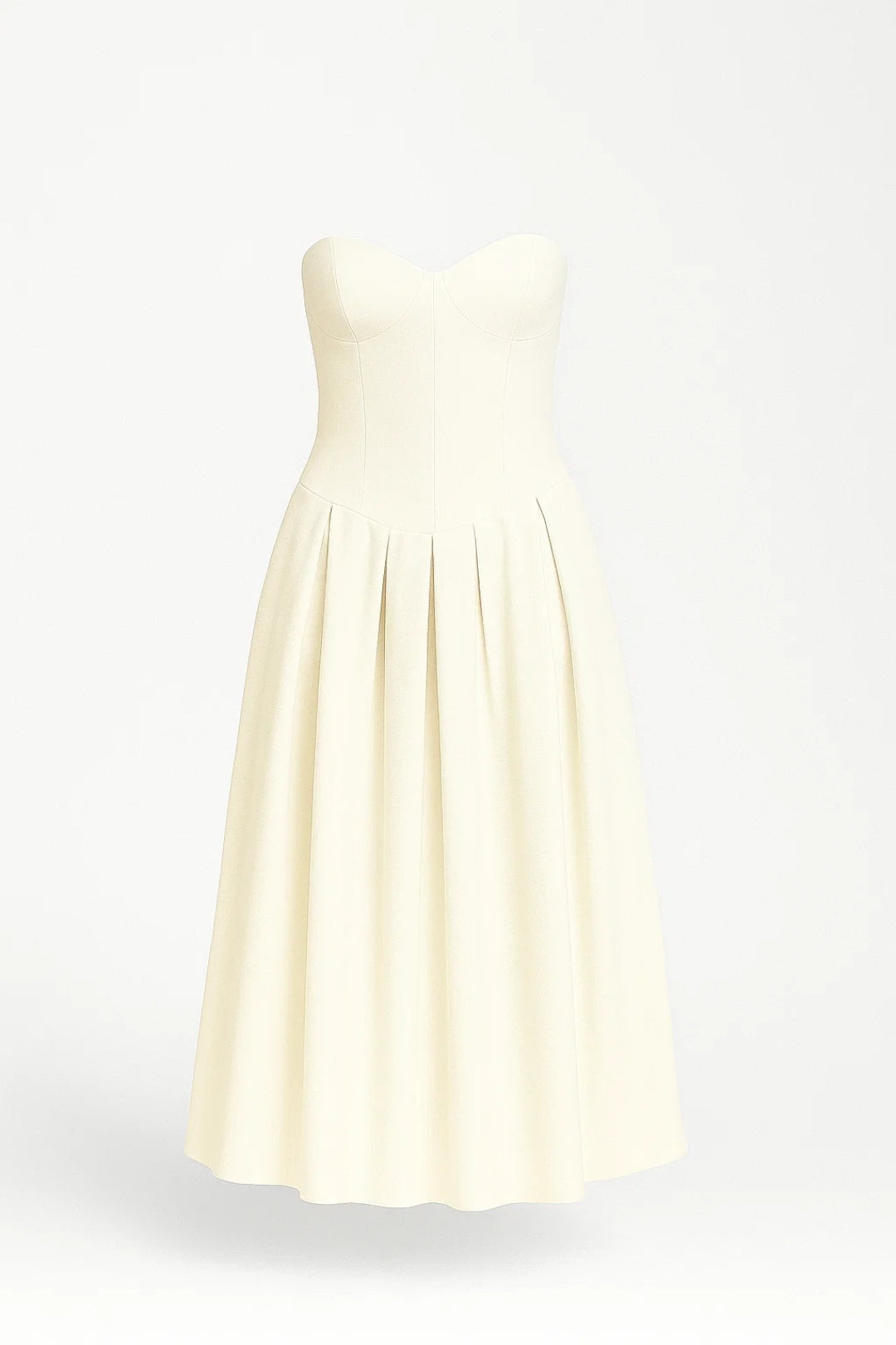 Robe Midi Femme - Bustier Coeur Sans Bretelles Jupe Plissée | Chic