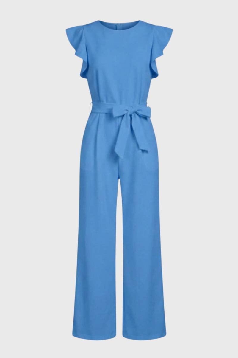 Combinaison Femme - Élégante à Manches Volantées | Ceinturée — Bleu