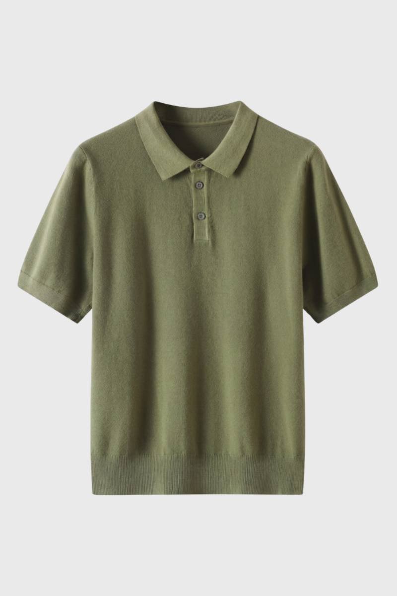 Polo Homme - Maille Fine Élégante Manches Courtes | Raffiné — Olive