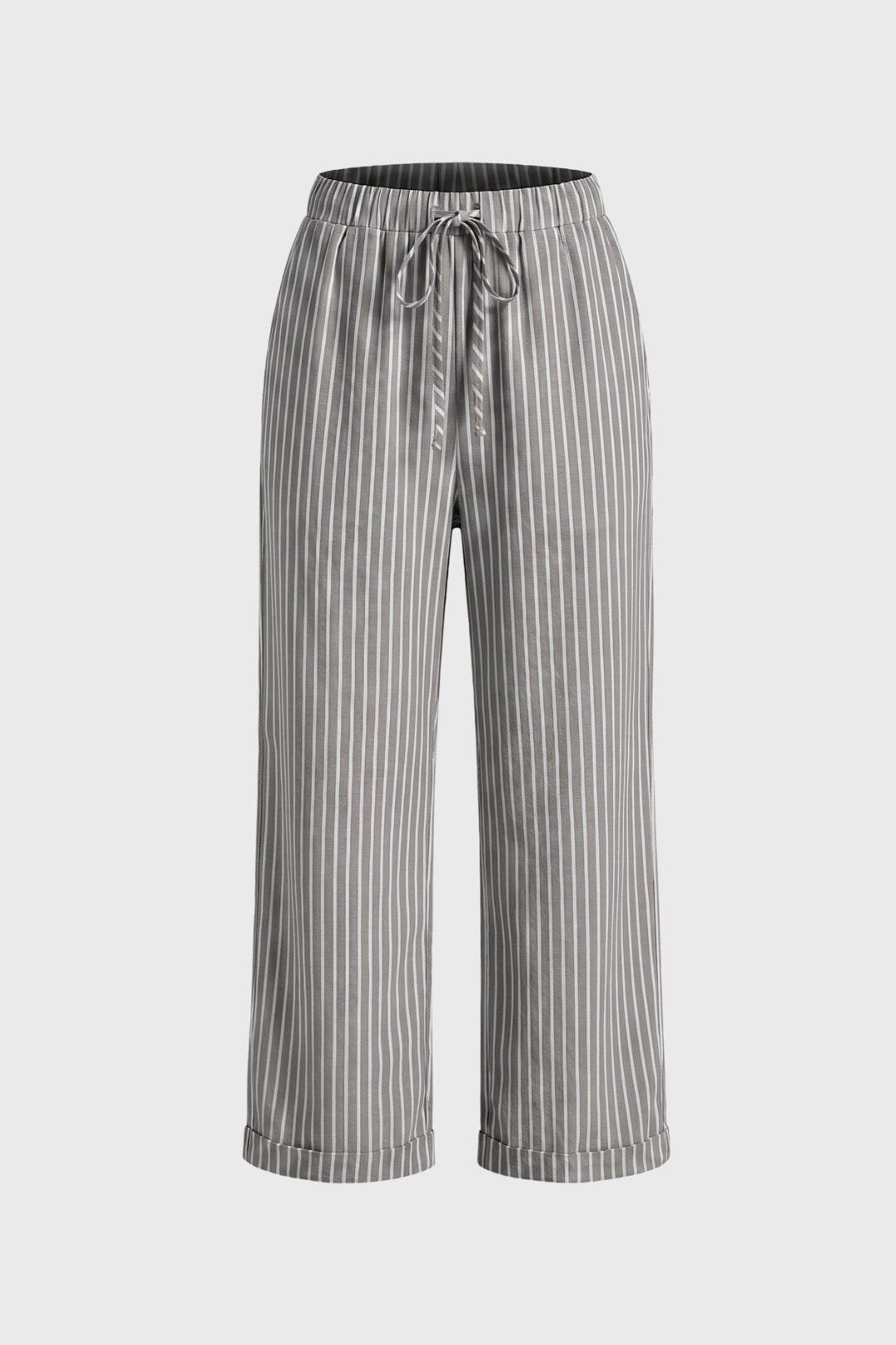 Pantalon Femme - Rayé Taille Haute avec Cordon | Décontracté