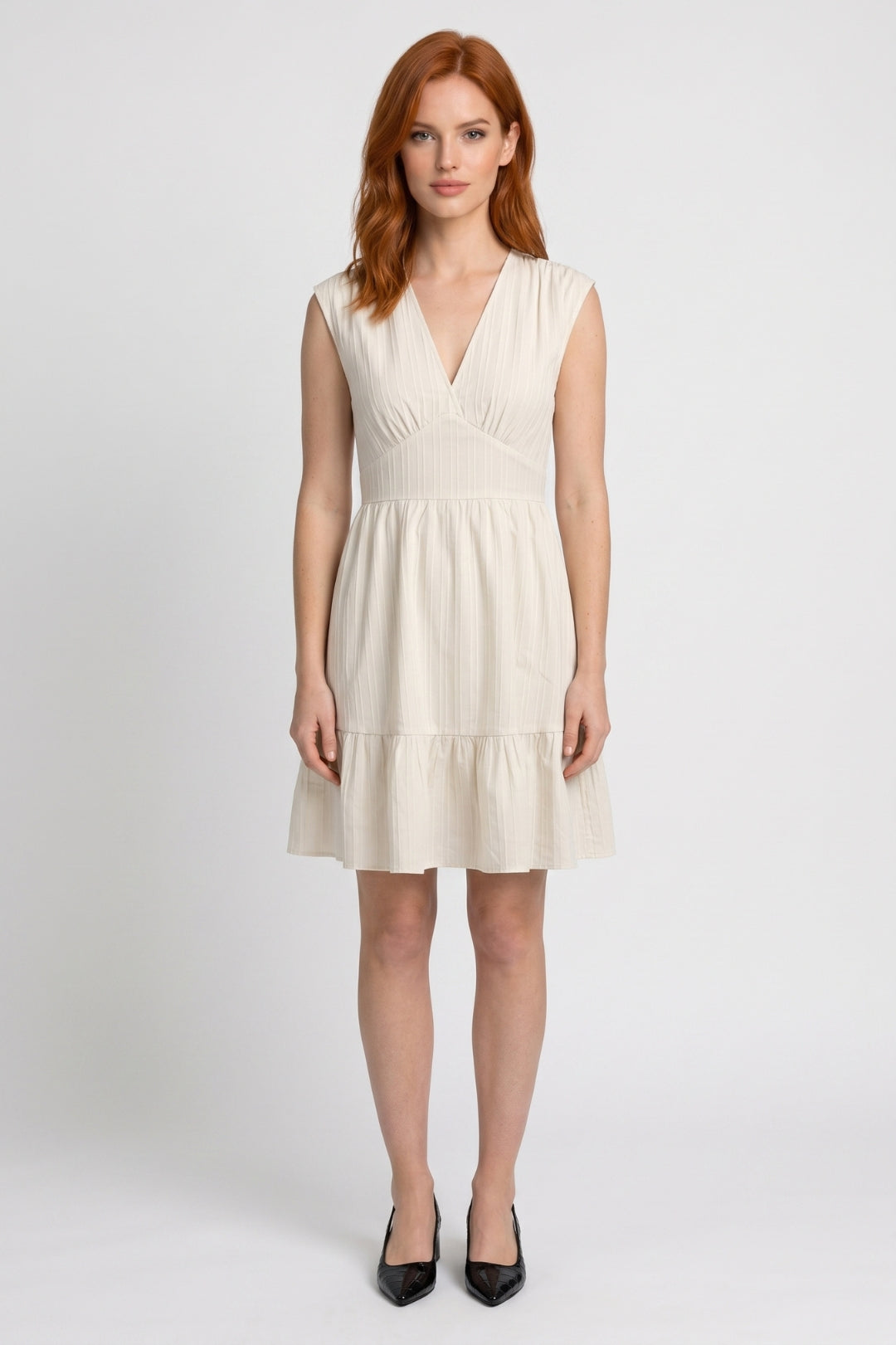 Robe Mini Femme - Col V Profond Taille Empire | Romantique