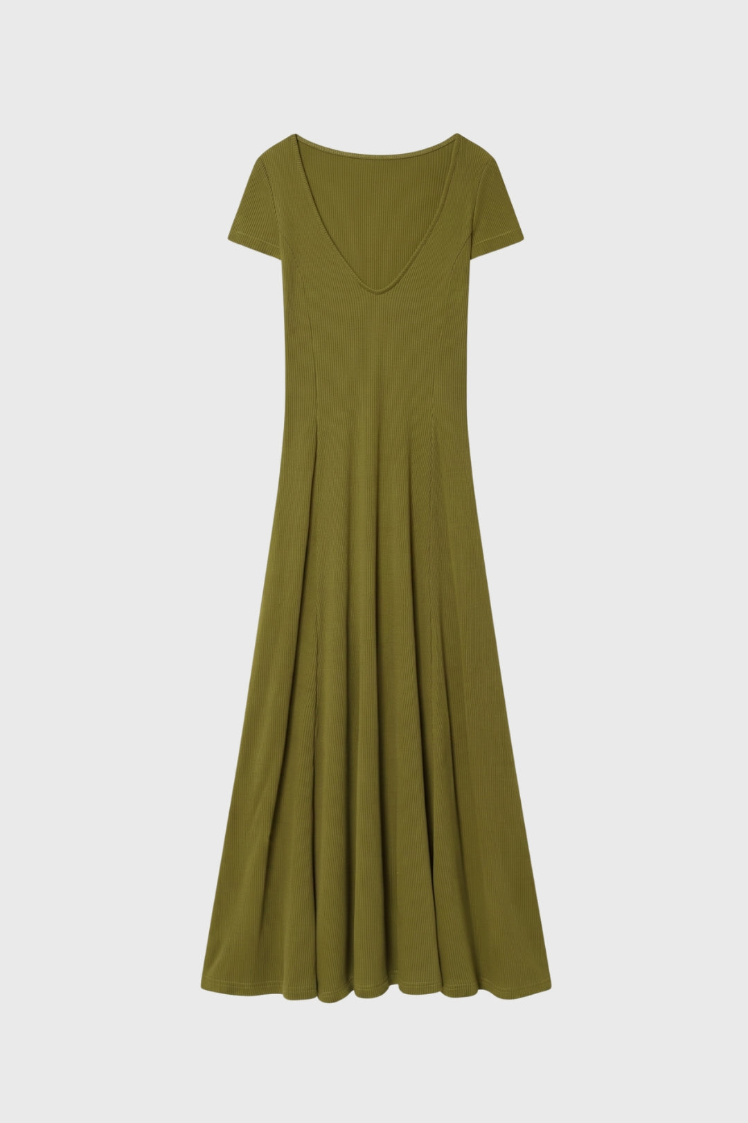 Robe Midi Femme - Col V Manches Courtes Évasée | Polyvalente