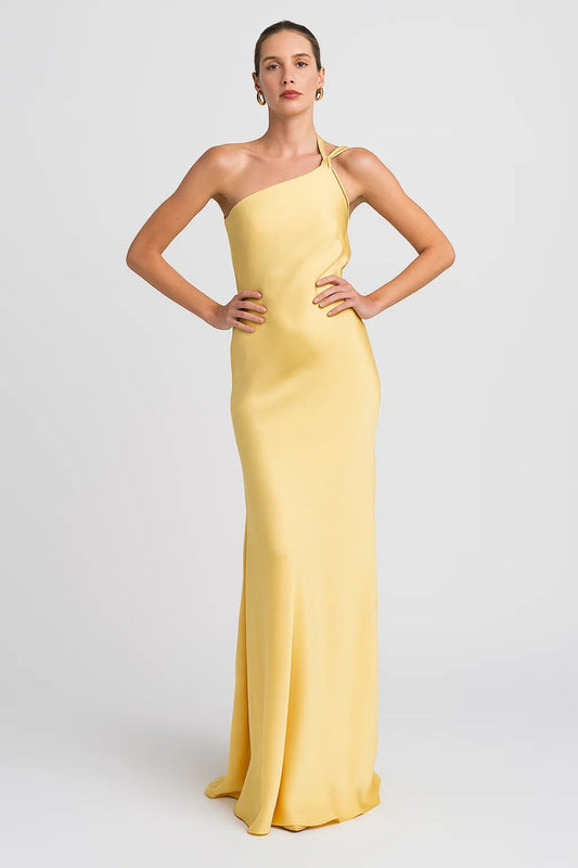 Robe Maxi Femme - One Shoulder Ajustée avec Fente | Élégant