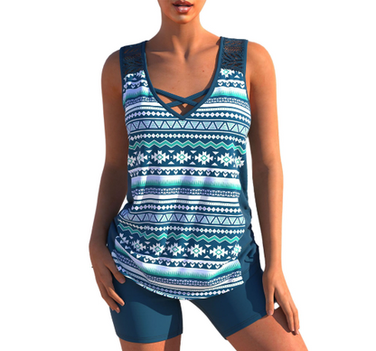 Amélie - Maillot de Bain Femme Deux Pièces Tendance avec Tankini et Short Gainant