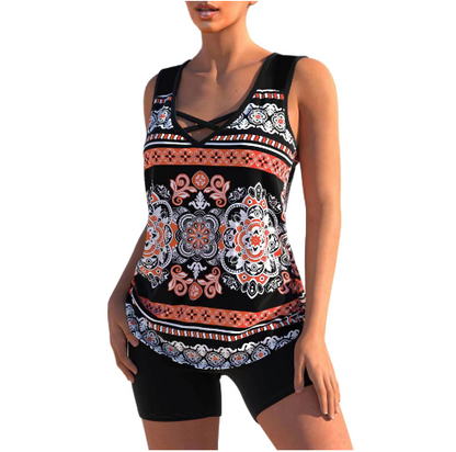 Amélie - Maillot de Bain Femme Deux Pièces Tendance avec Tankini et Short Gainant