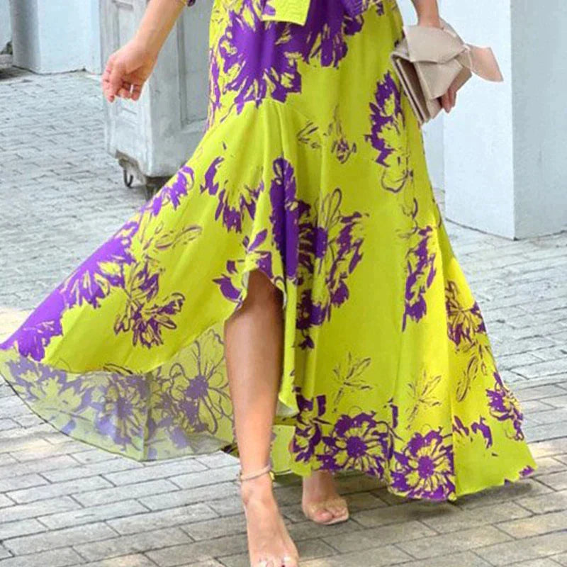 Amélie - Robe Invitée Mariage Femme Bohème Longue à Épaules Dénudées et Ceinture