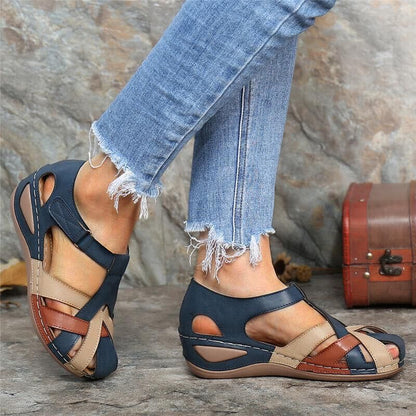 Amélie - Sandales Orthopédiques Femme Tressées avec Semelle Compensée Vintage