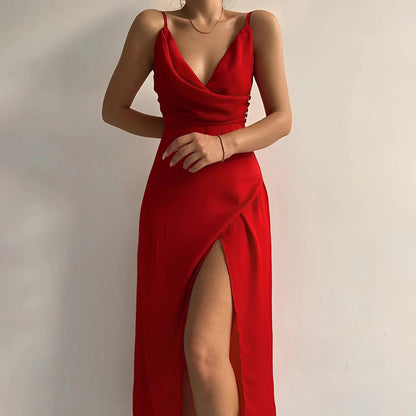 Anaïs - Robe Invitée Mariage Femme Col Bénitier et Fente Haute