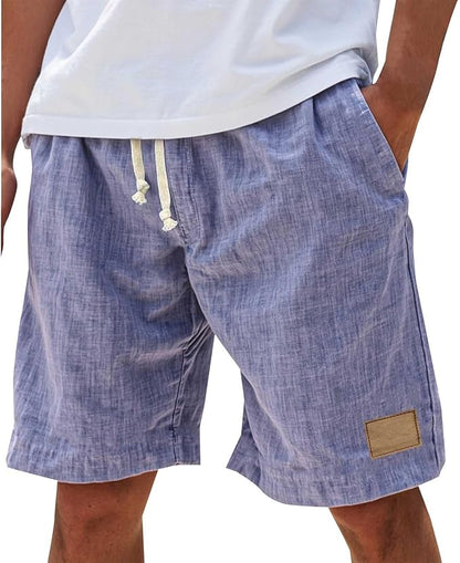 Antoine - Short en Lin Homme Casual avec Cordon de Serrage et Coupe Décontractée