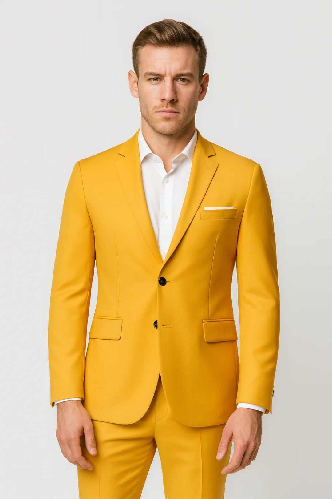 Blazer Homme - Coupe Ajustée Un Bouton Pochette Blanche | Chic