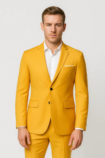 Blazer Homme - Coupe Ajustée Un Bouton Pochette Blanche | Chic