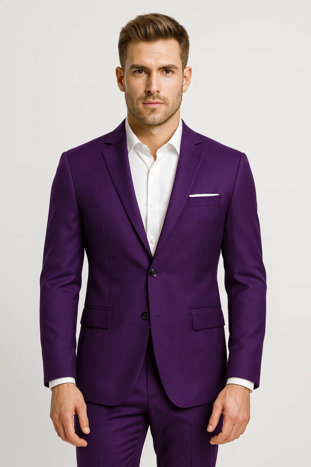 Blazer Homme - Coupe Ajustée Un Bouton Pochette Blanche | Chic