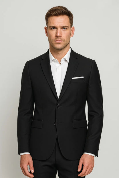 Blazer Homme - Coupe Ajustée Un Bouton Pochette Blanche | Chic