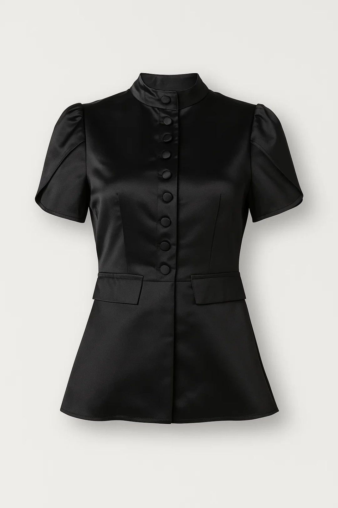 Top Femme - Col Montant Manches Courtes Boutonné | Élégant