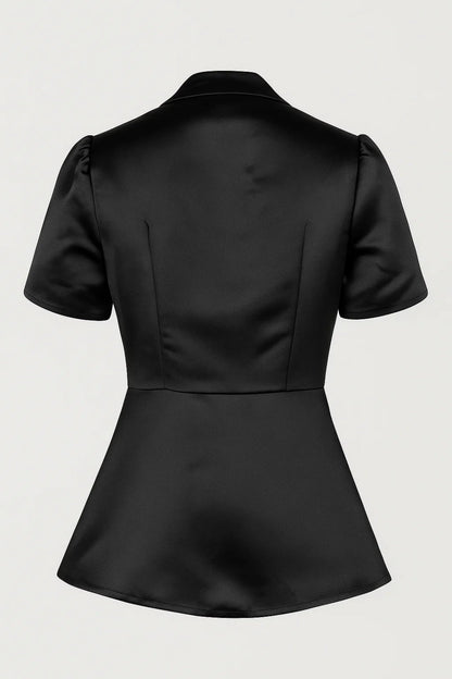 Top Femme - Col Montant Manches Courtes Boutonné | Élégant