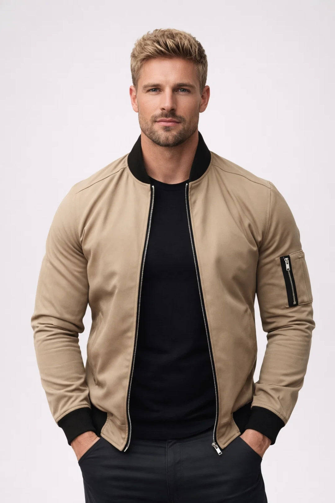 Blouson Homme | veste légère & bomber urbain col teddy zippé pour Printemps