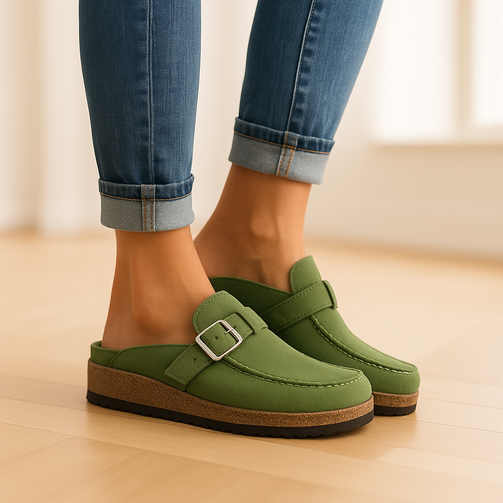 Céline - Mules Orthopédiques Femme Chic avec Boucle et Semelle Plateforme Confortable