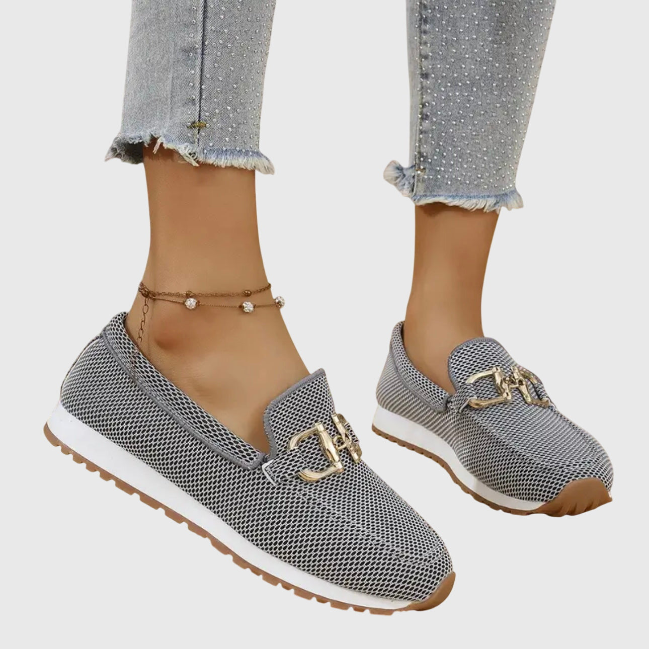 Camille - Mocassin Femme Confortable avec Boucle Dorée et Semelle Plateforme