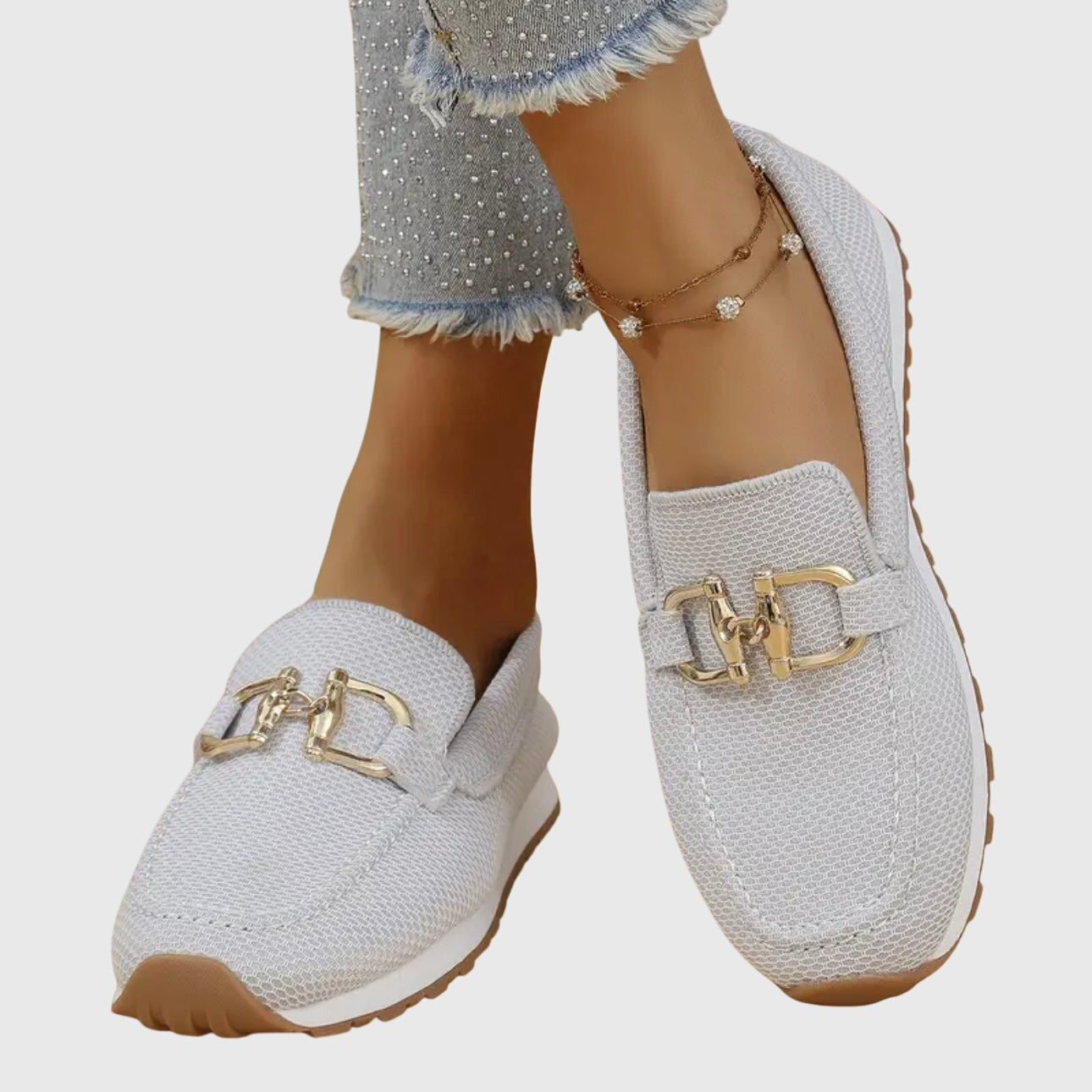Camille - Mocassin Femme Confortable avec Boucle Dorée et Semelle Plateforme