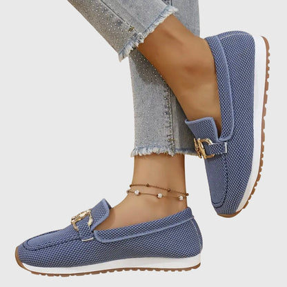 Camille - Mocassin Femme Confortable avec Boucle Dorée et Semelle Plateforme