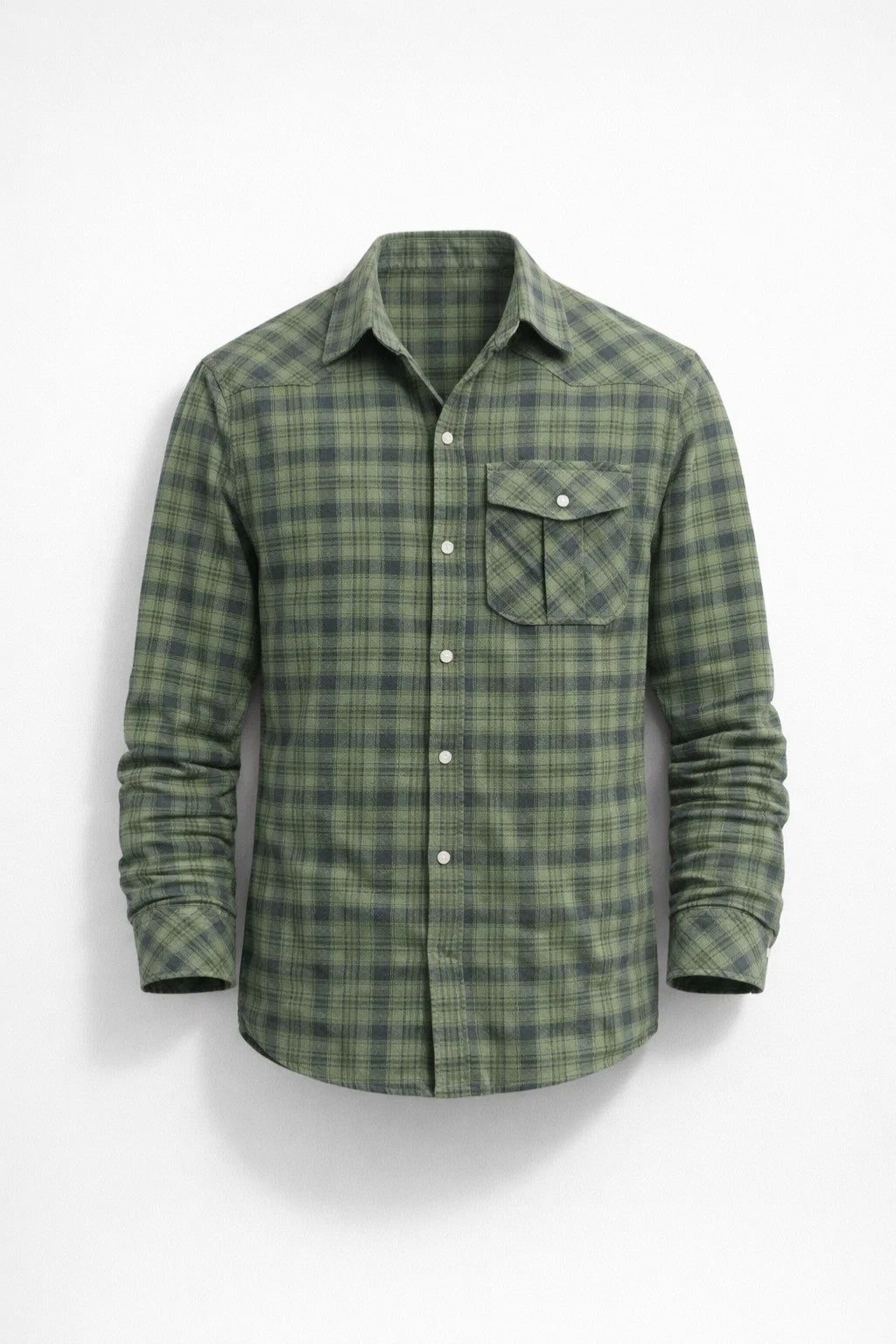 Chemise Homme - Manches Longues Carreaux Poche Poitrine | Casual