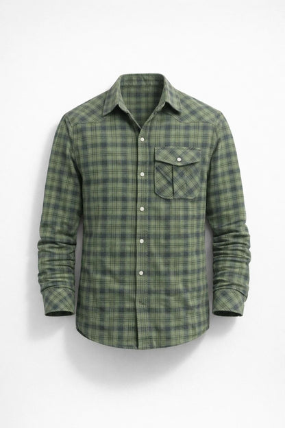 Chemise Homme - Manches Longues Carreaux Poche Poitrine | Casual