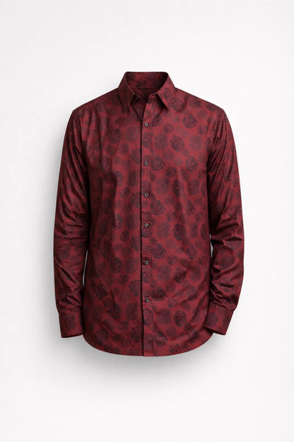 Chemise Homme - Coupe Slim Imprimé Floral Manches Longues | Élégant
