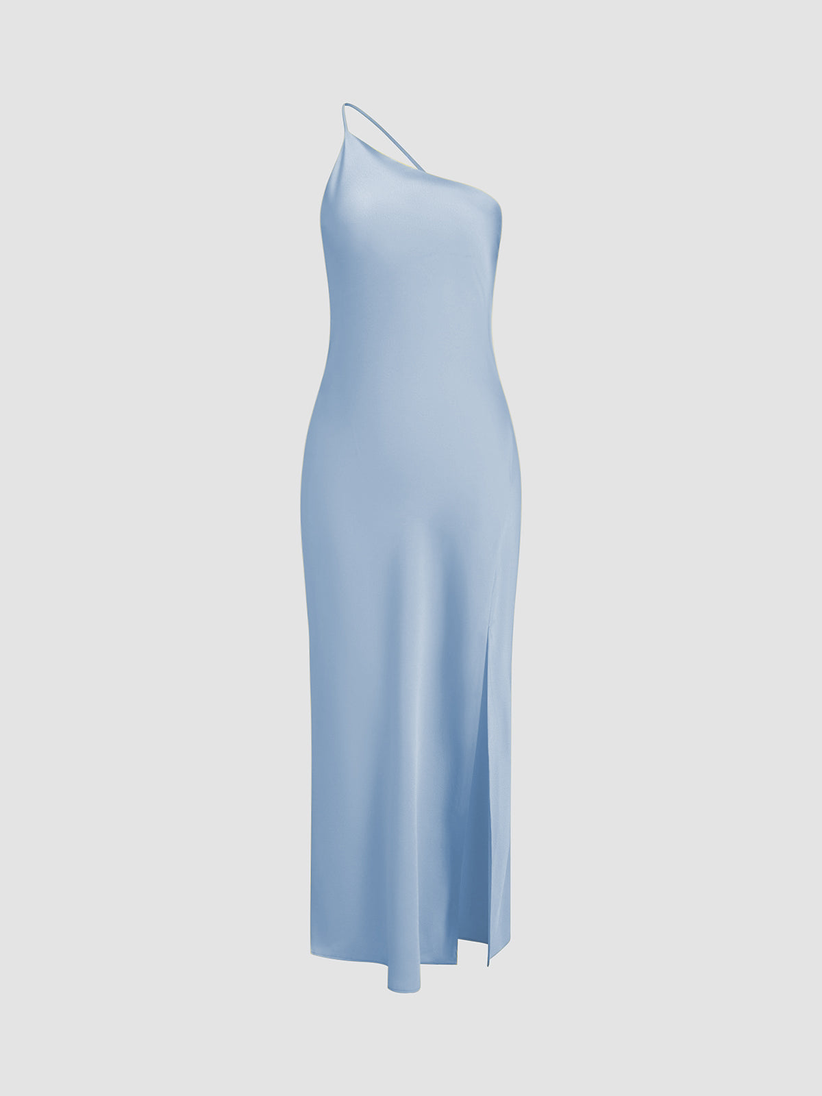 Chloé - Robe Invitée Mariage Femme Midi Asymétrique à Bretelle Unique et Fente Élégante