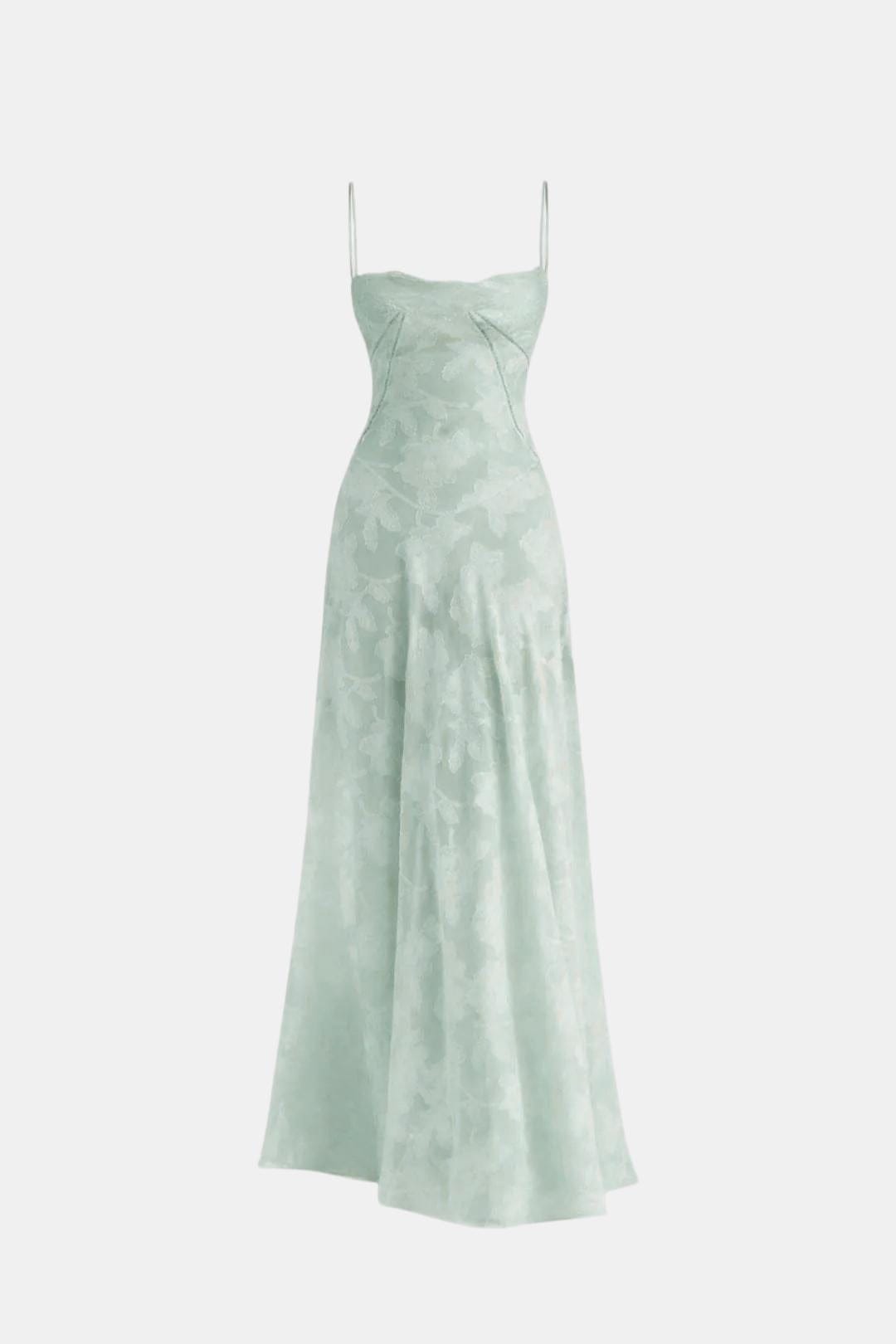 Chloé - Robe Mariage Invitée Femme Romantique Longue avec Fines Bretelles et Buste Structuré