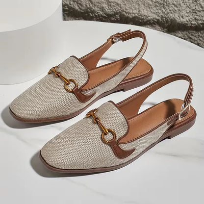Chloé - Sandales Orthopédiques Femme Chic à Bride Arrière avec Détail Mors Doré