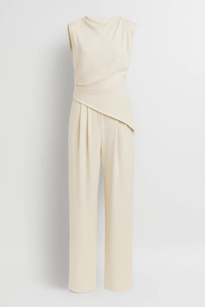Combinaison Femme - Sans Manches Drapée Col Montant Jambe Large | Chic