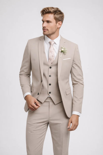 Costume 3 pièces Homme | élégance pastel & allure raffinée coupe ajustée pour Printemps