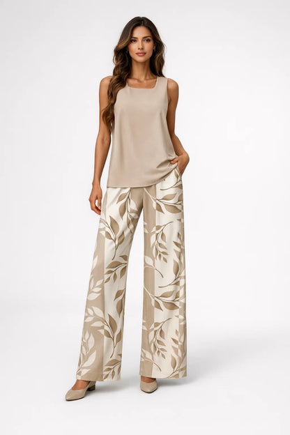 Ensemble Femme - Top Carré et Pantalon Large Imprimé | Élégant