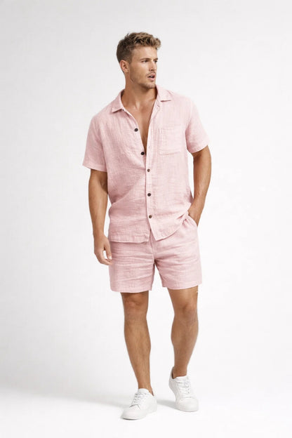Ensemble Homme - Chemise et Short Assortis Col Cubain | Été