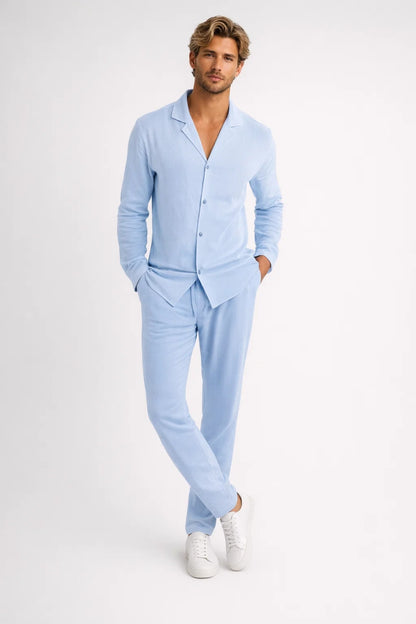 Ensemble Homme - Chemise et Pantalon Assortis Col Cubain | Été