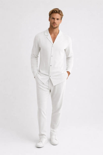 Ensemble Homme - Chemise et Pantalon Assortis Col Cubain | Été