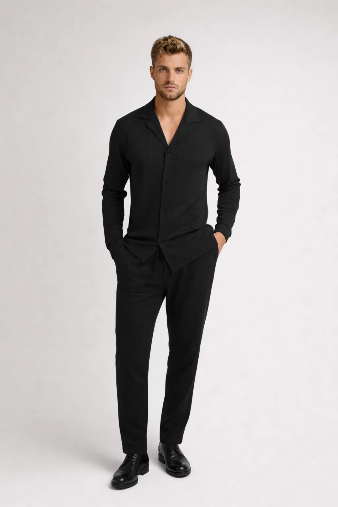 Ensemble Homme - Chemise et Pantalon Assortis Col Cubain | Été