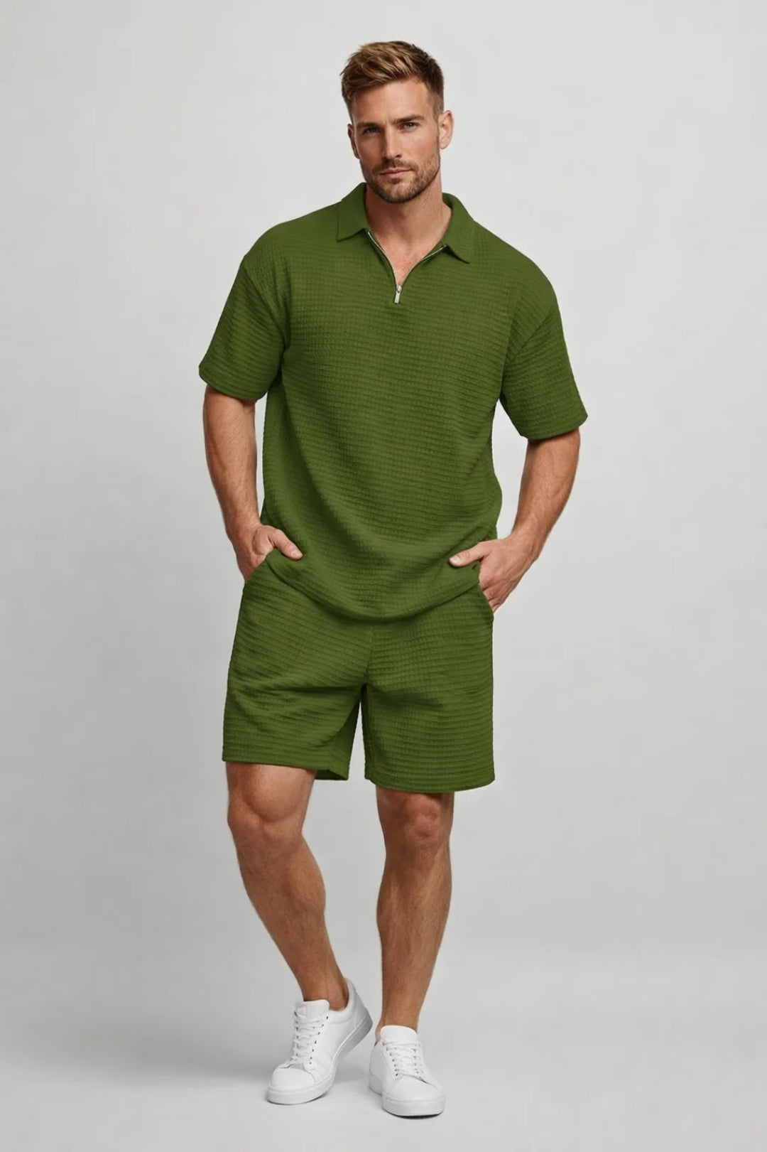 Ensemble Homme - Polo et Short Assortis Texture Gaufrée | Été