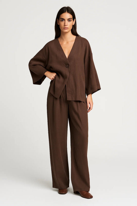 Ensemble Femme - Veste Kimono et Pantalon Large Fluide | Chic