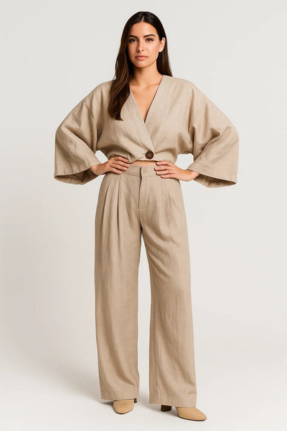 Ensemble Femme - Veste Kimono et Pantalon Large Fluide | Chic