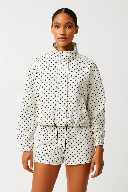 Ensemble Femme - Veste Zippée et Short Pois Coordonnés | Casual