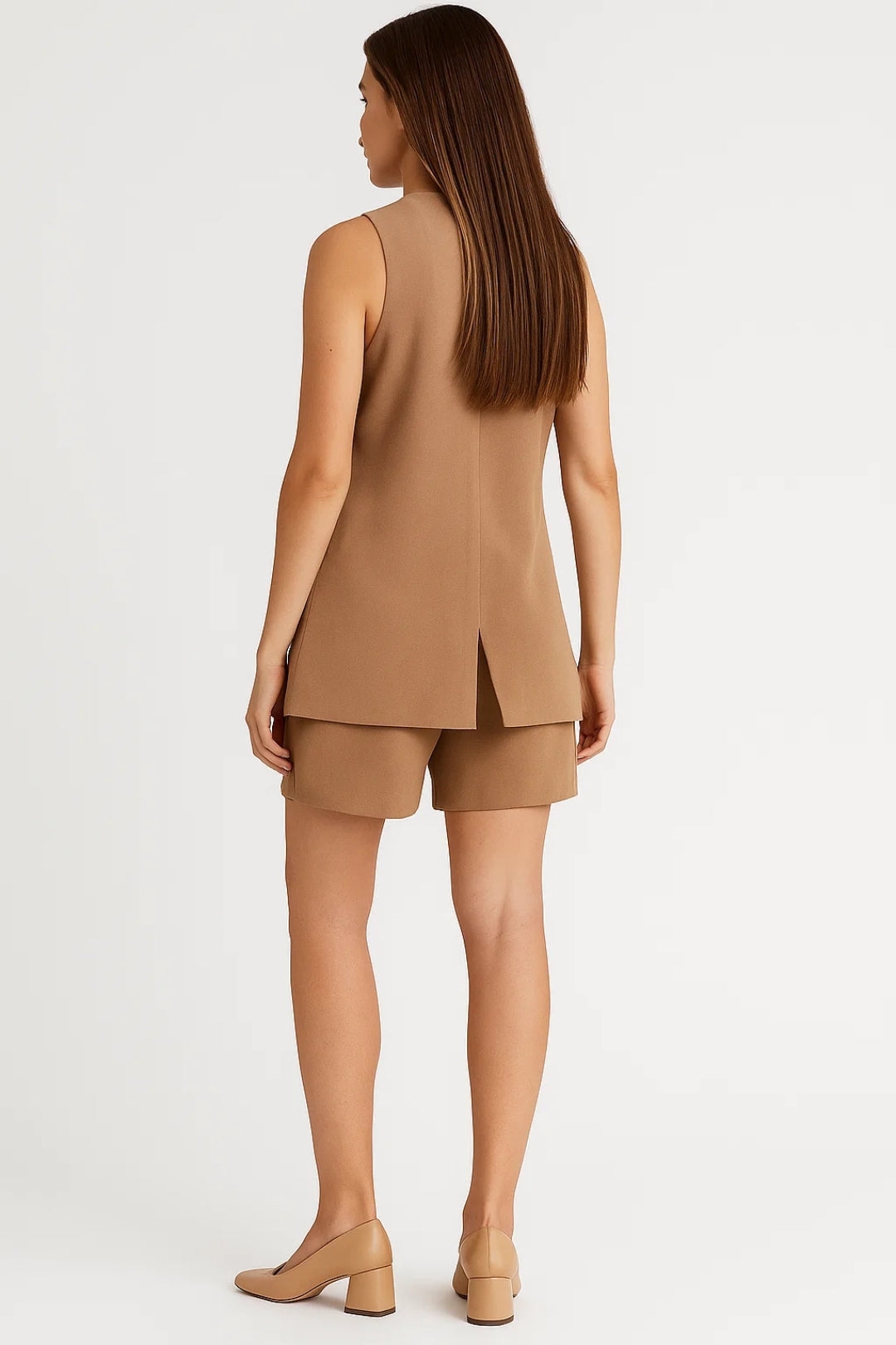 Ensemble Femme - Gilet Sans Manches Boutonné et Short | Été