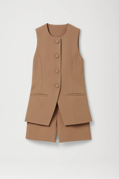 Ensemble Femme - Gilet Sans Manches Boutonné et Short | Été